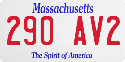 MA license plate 290AV2
