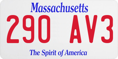 MA license plate 290AV3