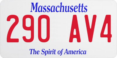 MA license plate 290AV4