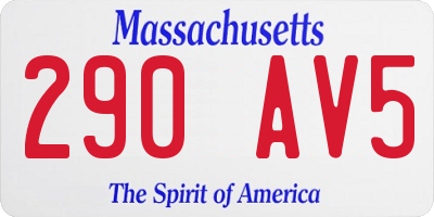 MA license plate 290AV5