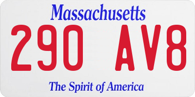 MA license plate 290AV8
