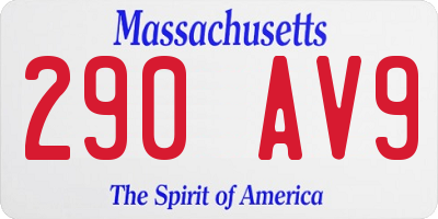 MA license plate 290AV9