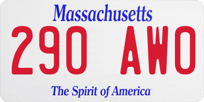 MA license plate 290AW0