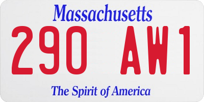 MA license plate 290AW1