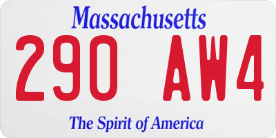 MA license plate 290AW4