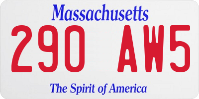 MA license plate 290AW5
