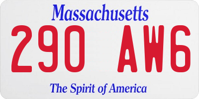 MA license plate 290AW6