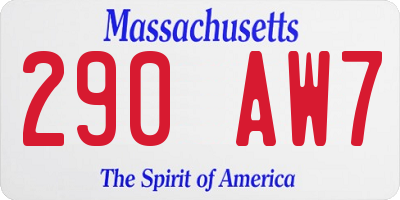 MA license plate 290AW7