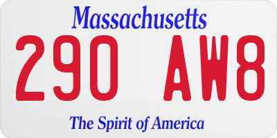 MA license plate 290AW8