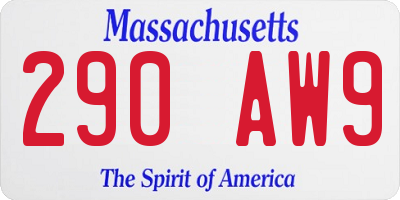 MA license plate 290AW9