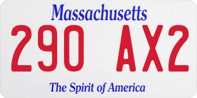 MA license plate 290AX2