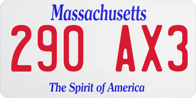 MA license plate 290AX3