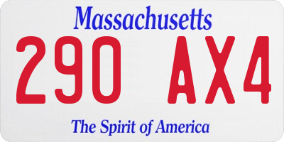 MA license plate 290AX4