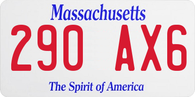 MA license plate 290AX6