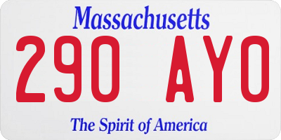 MA license plate 290AY0