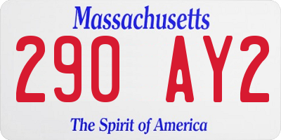 MA license plate 290AY2