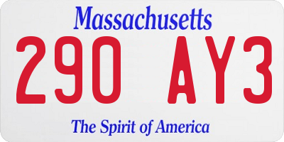MA license plate 290AY3
