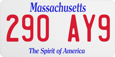MA license plate 290AY9