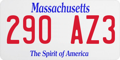 MA license plate 290AZ3