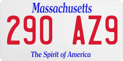 MA license plate 290AZ9