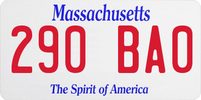 MA license plate 290BA0