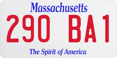 MA license plate 290BA1