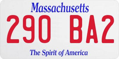 MA license plate 290BA2