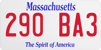 MA license plate 290BA3