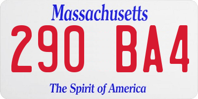 MA license plate 290BA4