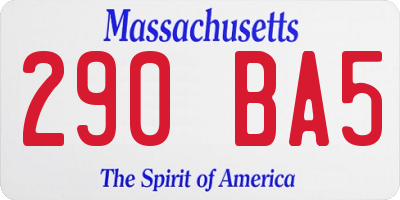 MA license plate 290BA5