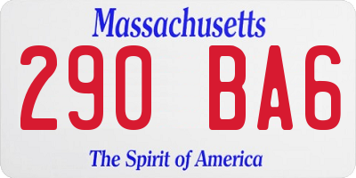 MA license plate 290BA6