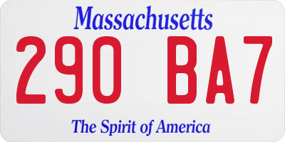 MA license plate 290BA7