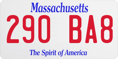 MA license plate 290BA8