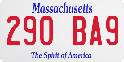 MA license plate 290BA9