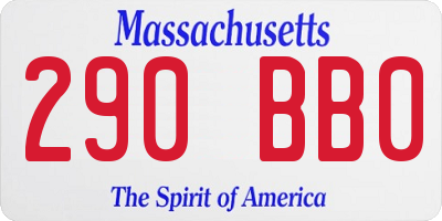 MA license plate 290BB0