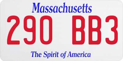 MA license plate 290BB3