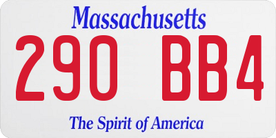 MA license plate 290BB4