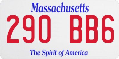MA license plate 290BB6