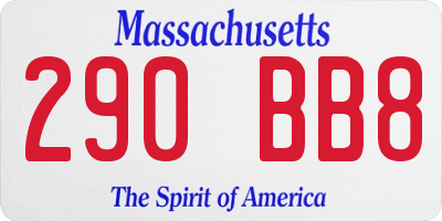 MA license plate 290BB8