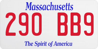 MA license plate 290BB9