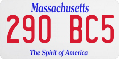 MA license plate 290BC5