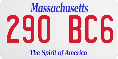 MA license plate 290BC6
