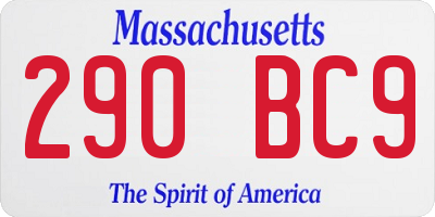 MA license plate 290BC9
