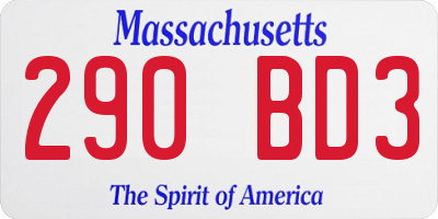 MA license plate 290BD3
