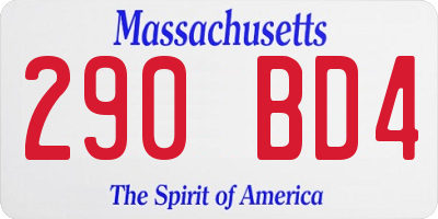 MA license plate 290BD4