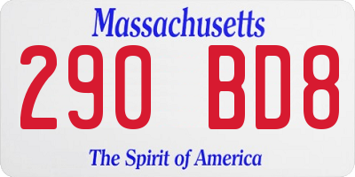 MA license plate 290BD8