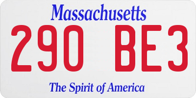 MA license plate 290BE3