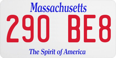 MA license plate 290BE8