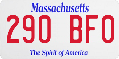 MA license plate 290BF0