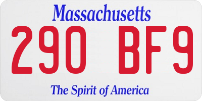 MA license plate 290BF9